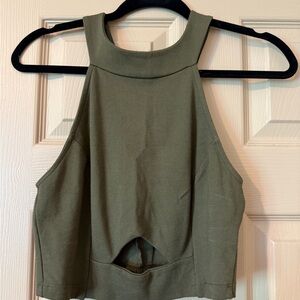 Charlotte Russe Green Cut Out Crop Tank Top